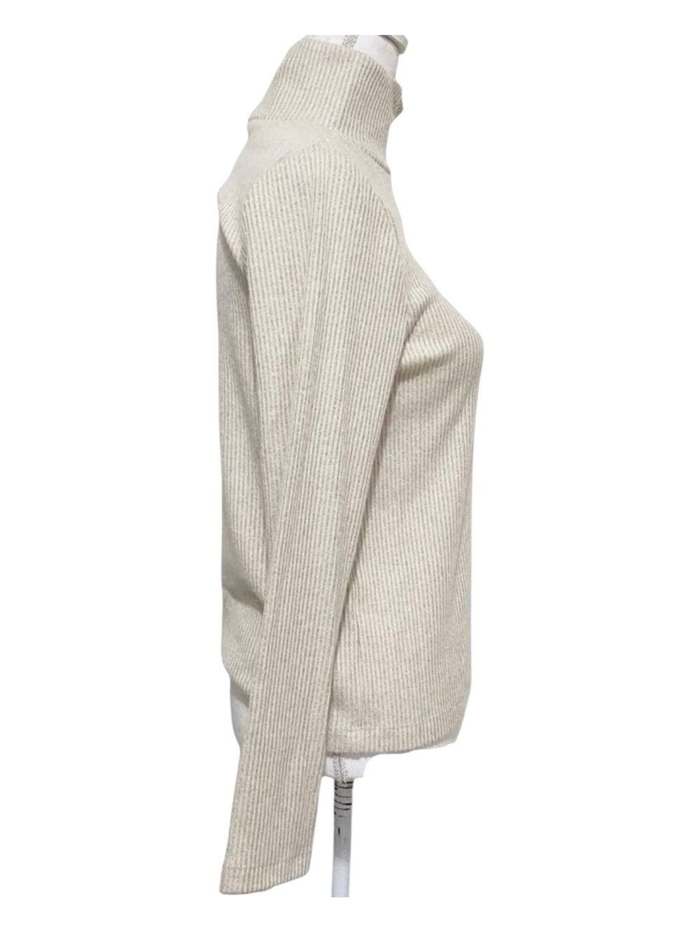 NWT St. John Cream and Gold Ribbed Turtleneck Sweater Sz M - Picture 3 of 6